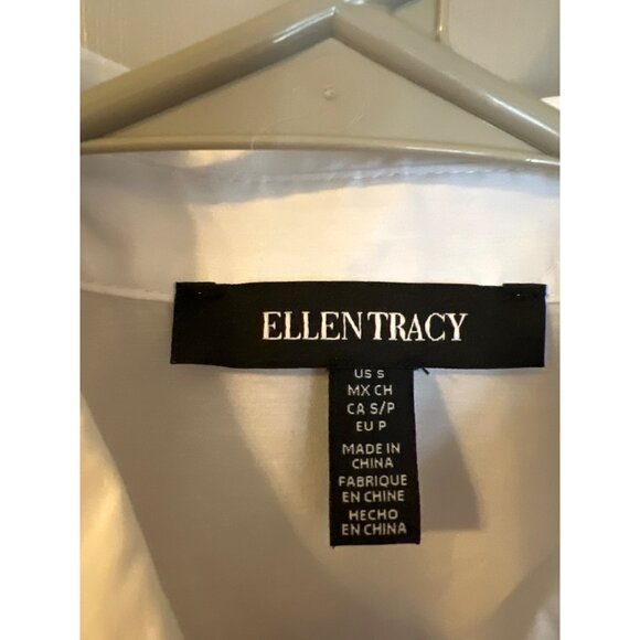 Ellen Tracy White Button-Down‎ Tunic Blouse Long Sleeve Flowy Shirt S - Picture 3 of 7